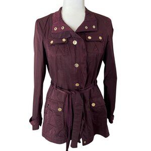 WHBM White‎ House Black Market Plum Purple Trench Coat Size 0